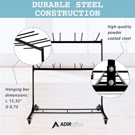 AdirOffice Two Tier Folding Chair Cart Hanging Foldable Seats Wheeled