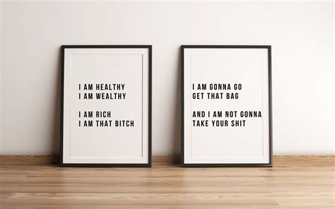 I Am Healthy I Am Wealthy I Am Rich Rap Lyrics Wall Art Hip Hop