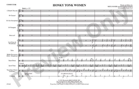 Honky Tonk Women: Marching Band Conductor Score & Parts: Mick Jagger ...