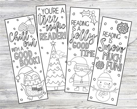 Printable Color Your Own Christmas Winter Bookmarks Instant Etsy