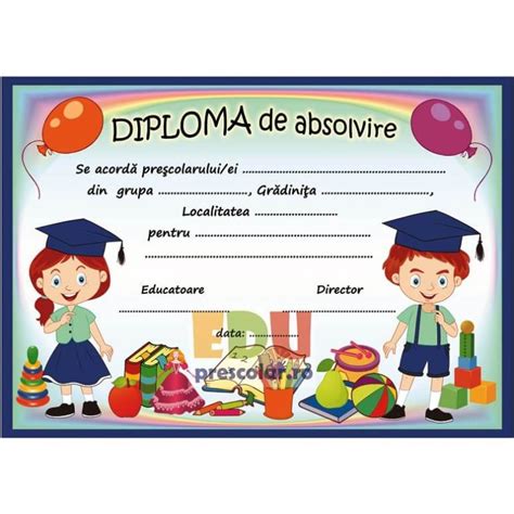 Diploma absolvire prescolari - Diplome pentru prescolari | Eduprescolar.ro