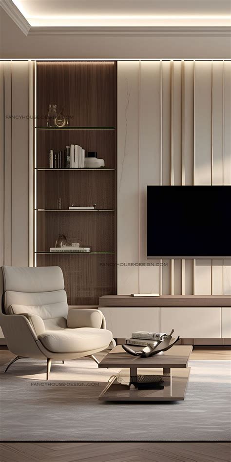 This Living Room S Interior Design Is Classic Featuring A Tv Wall With