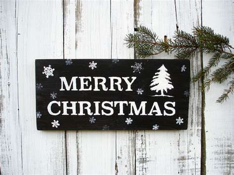 Merry Christmas Rustic Wood Sign Holiday Decoration By VetCrafters On