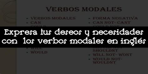 Expresa Tus Deseos Y Necesidades Con Los Verbos Modales En Ingl S