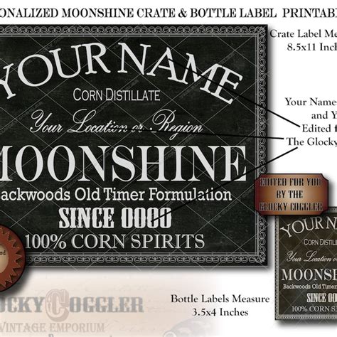 Custom Bottle Labels Moonshine Etsy