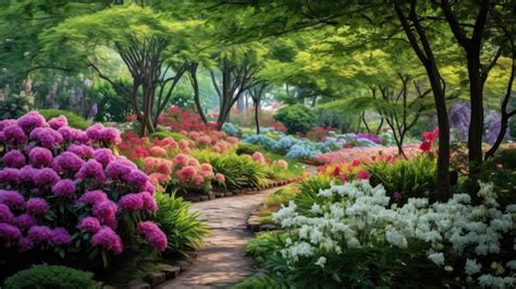 Premium AI Image Colorful Flowers Blooming In A Serene Garden 14xjpg