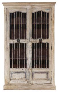 Vicenza Solid Wood Iron Grill Door Tier Armoire French Country