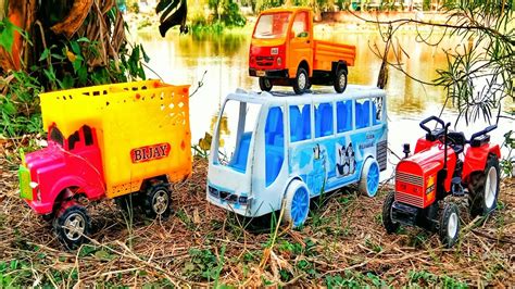 Muddy Auto Rickshaw And Truck Accident Pulling Out Toy Crane And Water