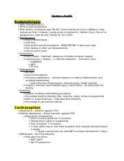 Womens Health Review Sheet 2 Docx Women S Health Endometriosis RISK