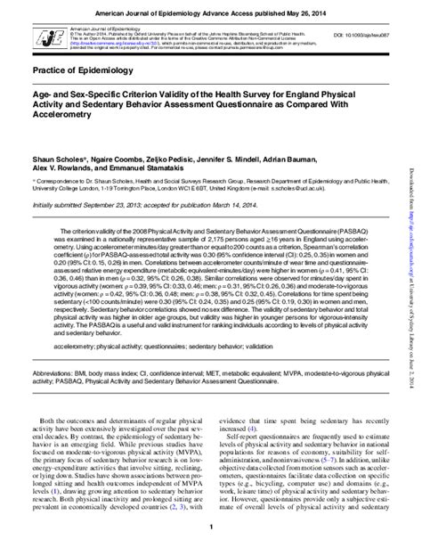 Pdf Age And Sex Specific Criterion Validity Of The Health Survey For