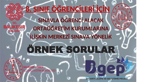 8 Sınıf Öğrencileri İçin Ekim Ayı Örnek Soruları Yayımlandı