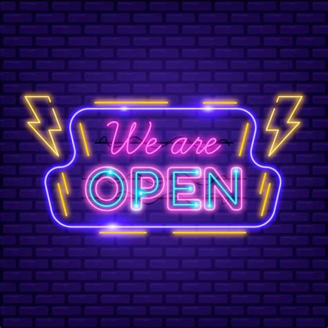 Free Vector We Are Open Neon Sign