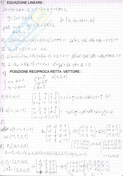 Esercizi Esercitazione Di Algebra Lineare E Geometria