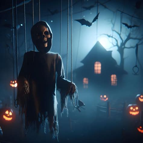 Premium AI Image | Halloween scary puppet on a string