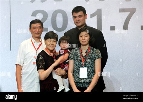 (from right) NBA star Yao Ming and his family members Ye Li, Yaos wife, Yao Qinlei, Yaos ...