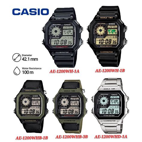 Casio General Ae Wh Black Resin Band Men Watch Ae Whb Ae