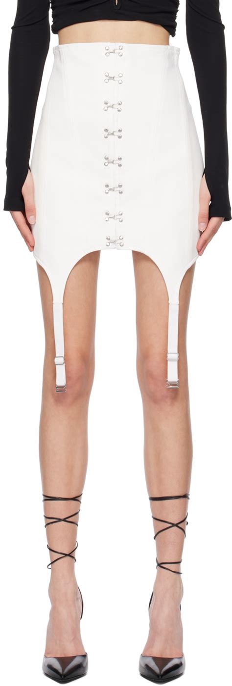 DION LEE Dion Lee White Corset Garter Miniskirt Editorialist