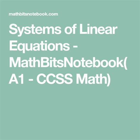 Systems Of Linear Equations Mathbitsnotebooka1 Ccss Math High