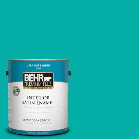 BEHR Premium Plus 1 Gal 490B 5 Cozumel Zero VOC Satin Enamel Interior