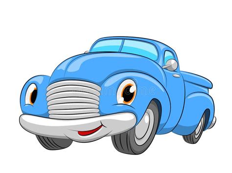 Cartoon Blue Car. a Pickup Car on a White Background Stock Vector ...