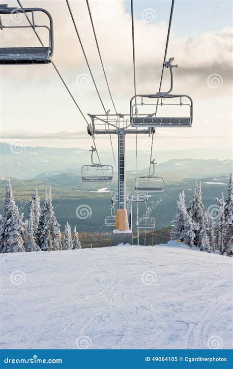 A Ski Resort Chairlift In Winter Stock Image Image Of Fitness