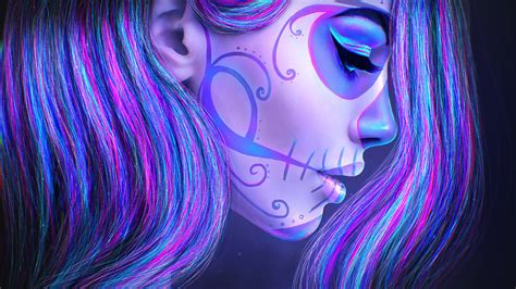 Download Chola Blue Sugar Skulls Wallpaper