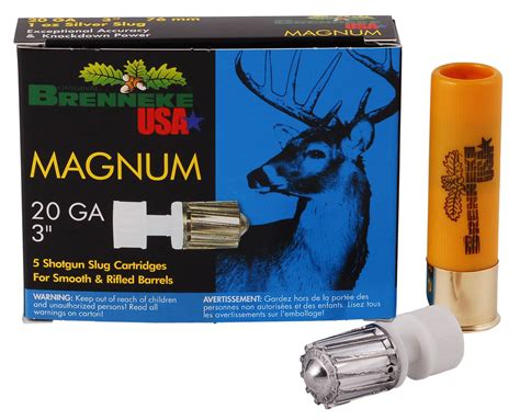 Brenneke SL203M Magnum 20 Gauge 3" 1 oz Slug Shot 5 Bx/ 50 Cs - White ...