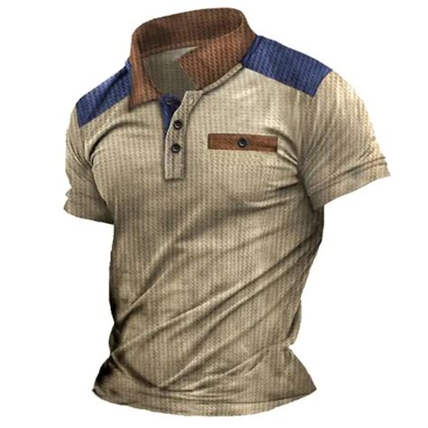 Men S Waffle Polo Shirt Golf Shirt Casual Holiday Lapel Short Sleeve