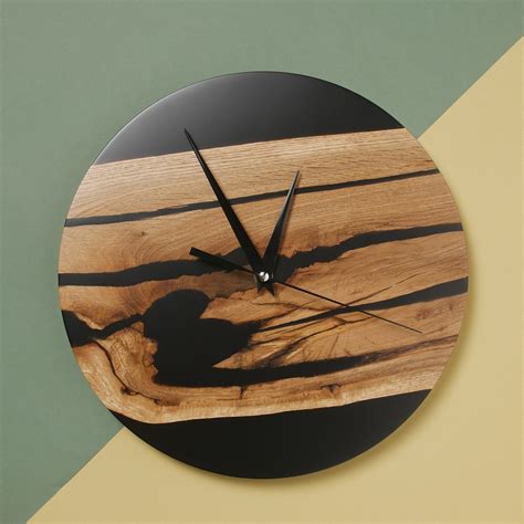 Epoxy Resin Wall Clock Fireplace Mantel Clock Wooden Wall Etsy