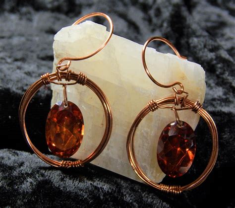 Wire Wrapped Copper Earrings Handmade Copper Wire Earrings With Deep