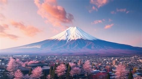 Premium AI Image Aerial Panorama Landscape Of Fuji Mountain Iconic