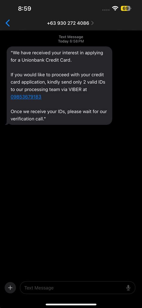 Unionbank Text Message Asking For Ids Rphcreditcards