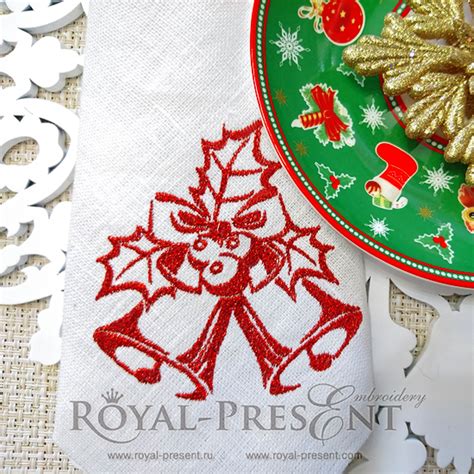 Machine Embroidery Design Christmas Bells Royal Present Embroidery