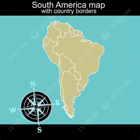 South America Map With Contry Borders World American Compass Photo Background And Picture For