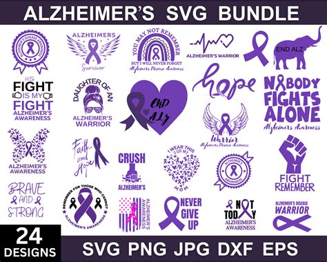 Alzheimers Awareness Svg Bundle Purple Ribbon Svg Alzheimers