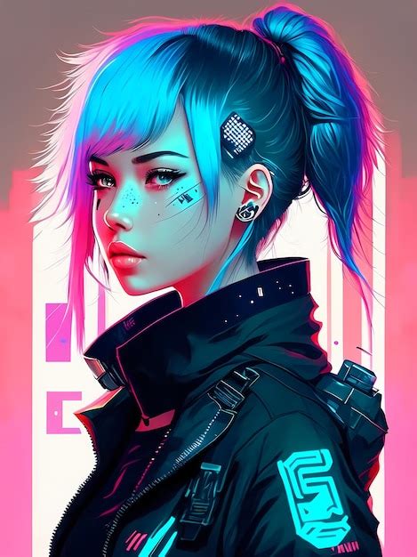 Premium Ai Image Cyberpunk Anime Girl Illustration
