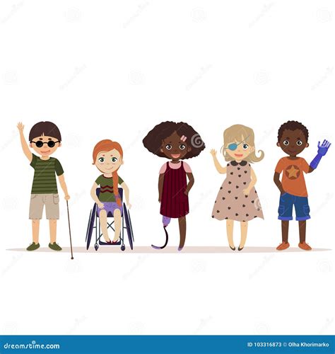 Special Needs Children Children With Disabilities Stock Vector