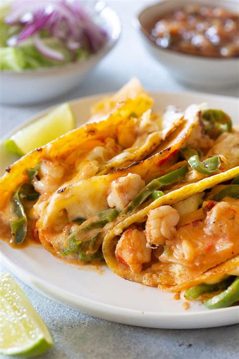 Tacos Gobernador Cheesy Shrimp Tacos