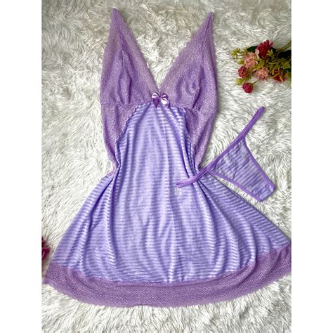 Camisola Sensual De Tule Sem Bojo Linha Noite Pijama Tanga Fio Dental