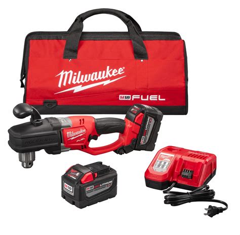 MILWAUKEE Cordless Right Angle Drill Kit, 1/2 in Chuck Size - 48UT12 ...