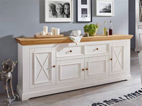 Bornholm Sideboard I Material Massivholz Kiefer Weiss Eichefarbig