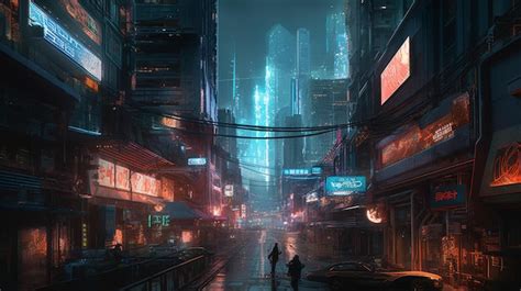 Premium AI Image | A city with a sign that says'cyberpunk'on it