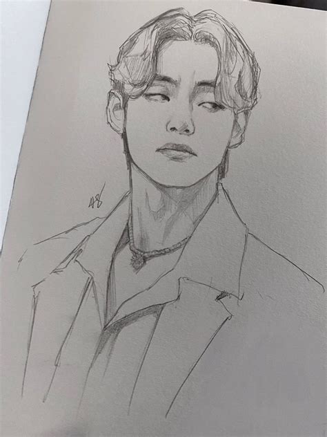 Bts V Kim Taehyung Fan Art Fanart Credit For Infinity Bts Drawings Kpop Drawings Art