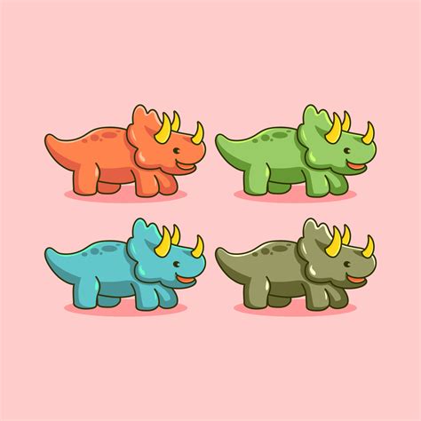 Cute Little Triceratops Dinosaur Cartoon Vector 8083980 Vector Art At Vecteezy