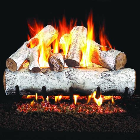 Peterson Real Fyre 24-Inch White Birch Gas Log Set With Vented Natural Gas ANSI Certified G46 ...