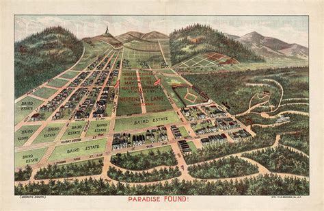 Paradise Found Historical Birds Eye View Map Of Baird Estate