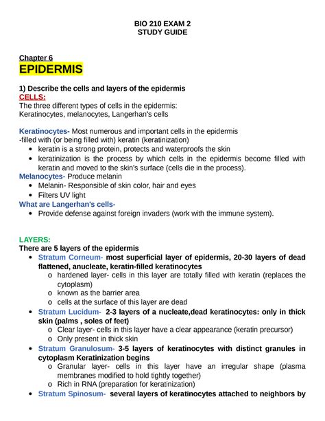 BIO 210 EXAM 2 Study Guide Doc BIO 210 EXAM 2 STUDY GUIDE Chapter 6