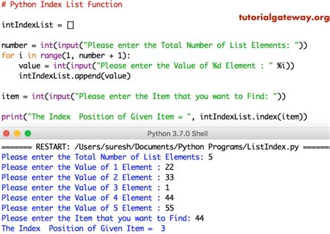 Python List Index Function