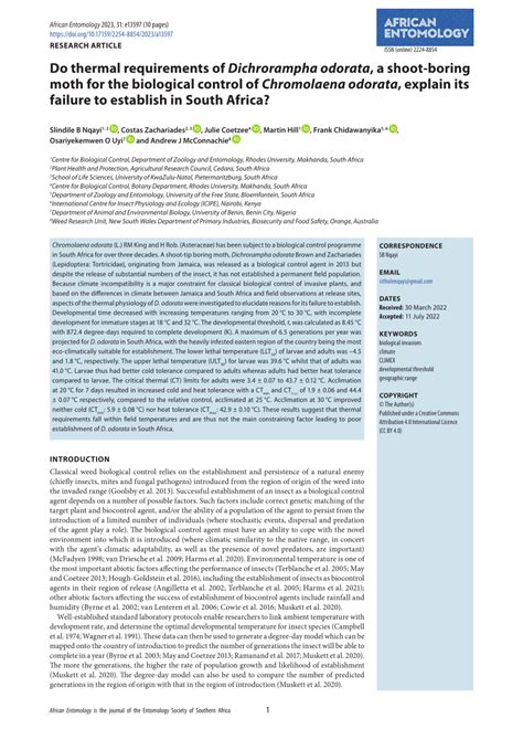 Pdf Do Thermal Requirements Of Dichrorampha Odorata A Shoot Boring