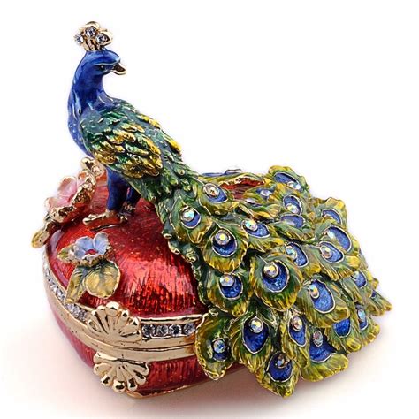 Павлин шкатулка фигурка животного Faberge русский Винтаж украшения ...